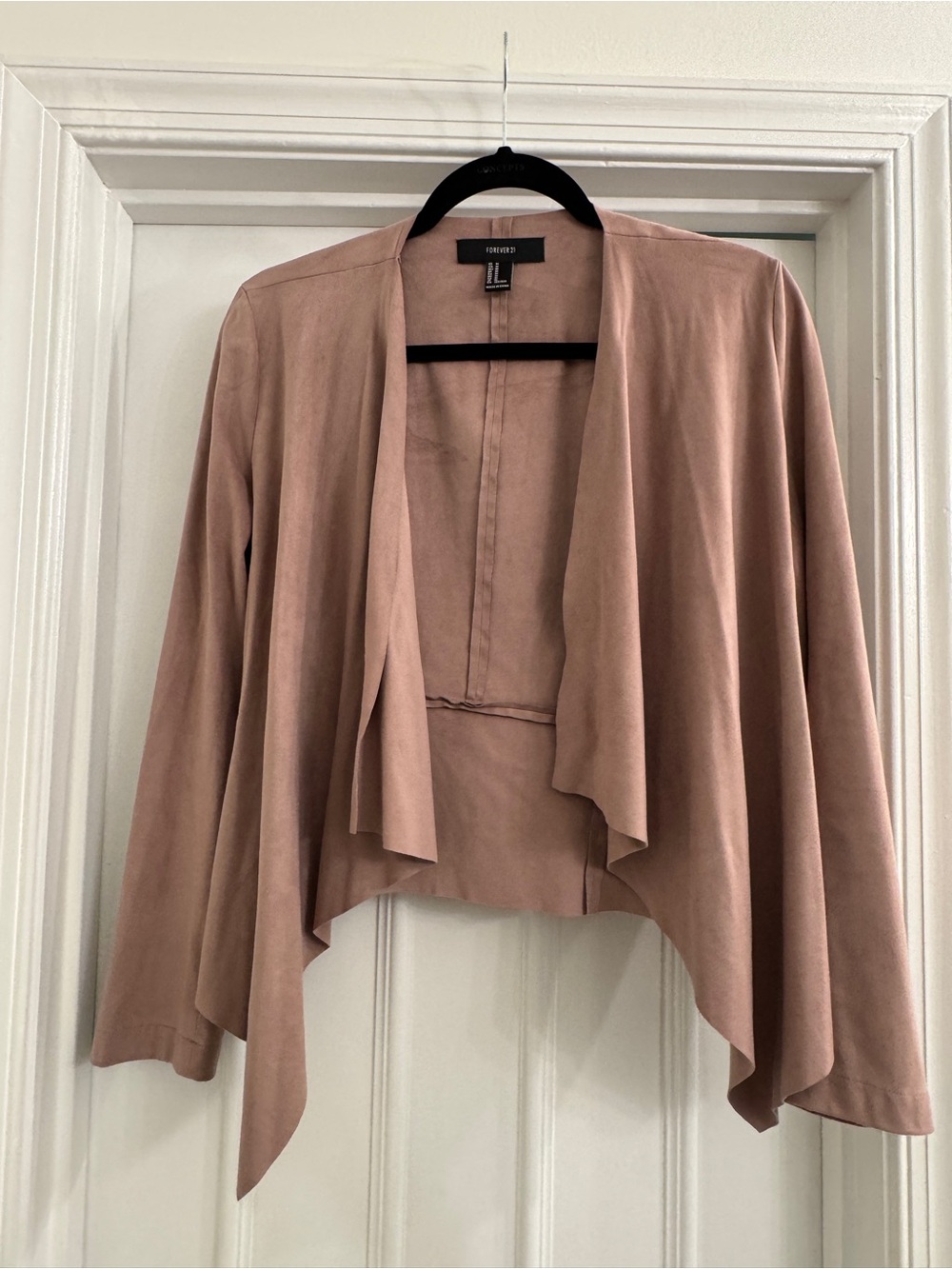 Forever 21 Blush Open-Front Waterfall Draped Sweater Jacket